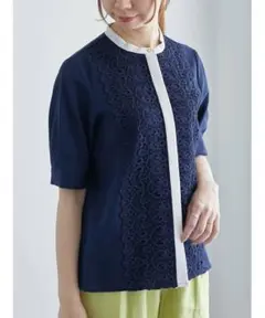 新品　25ss Te chichi テチチ　スカラップレース5分袖ブラウス