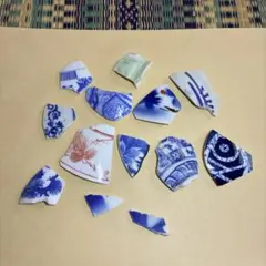 【483】シー陶器　セット　カラフル　和風　和柄　花模様　草模様　赤　レッド　緑
