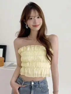 SHEIN‪☆ 黄色 ビスチェ ベアトップ