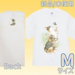 猫　蝶々 Mサイズ ハイクオリティー Tシャツ