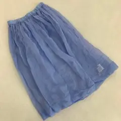 L'ESSAGE スカート 青 シアー素材 ウエストゴム コットン シルク