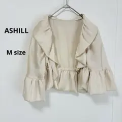 新品　アシール　ASHILL ボレロ　M フリルカラー　ライトベージュ　サテン風