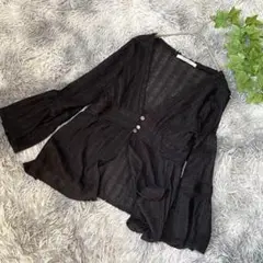 ナチュラルクチュール レディース カーディガン レーヨン フレア 黒 秋服 F