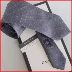 正規品 グッチ Gucci ネクタイ GG柄 BEE ハチ ネイビー シルク
