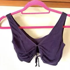 新品パープル フロントギャザー クロップドブラ　シルクS〜Mサイズ5枚セット