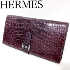 エルメス HERMES アリゲーター ベアンスフレ 長財布