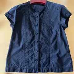 イッセイミヤケ HaaTハート　刺繍ブラウス　サイズ2 黒