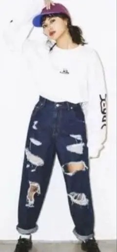 エックスガール　ダメージデニムパンツ　サイズ1