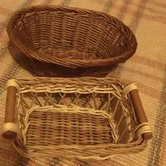 アンティークショップ購入品竹麻編みミニカゴ2点セットです！ナチュラルカゴ素敵です