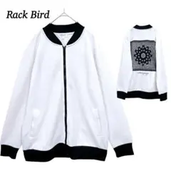 【Rack Bird】ブルゾン　L　メンズ　しぼり加工　白×黒　カジュアル　L