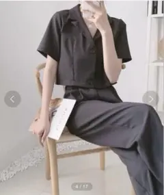 Girly Doll 半袖ジャケット＋タックパンツセットアップ