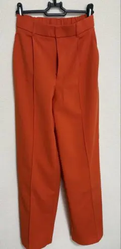 GU カラーパンツ カットソースラックス オレンジ M