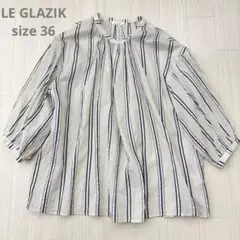 LE GLAZIK ルグラジック ストライプ ギャザーネック ワイドシャツ