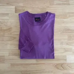 90's USA製　デッドストック　コットン　長袖　ロンt パープル　L