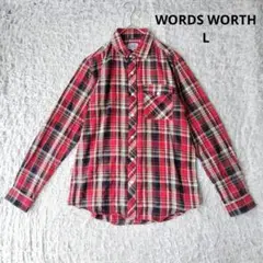 【WORDS WORTH】チェックシャツ　長袖　レッド　カジュアル　ユニセックス