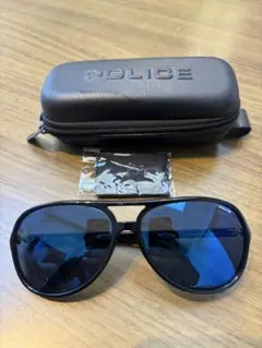 POLICE サングラス ブラック ブルーレンズ ケース付き S1718