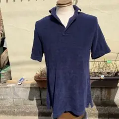 ギィローバー　GUY ROVER パイル　スキッパー　シャツ　Lサイズ　ネイビー
