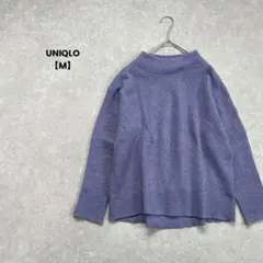 a625 UNIQLOレディースセーター　ブルーグレー【M】シンプル　綺麗め