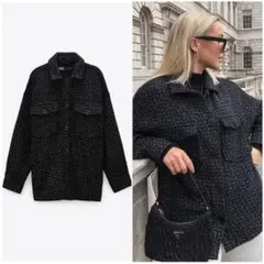 タグ付き新品 ZARA ツイード風シャツジャケット