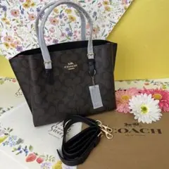 COACH コーチ シグネチャー ダークブラウン ショルダーバッグ 2way