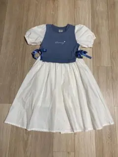 No.99 ドッキングワンピース　140㎝　女の子　お出かけワンピ　パフスリーブ