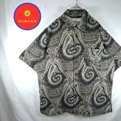 【美品】ペイズリー柄　総柄　シルクシャツ　SILK100%