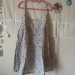 ニコアンド　リネン100花柄スリーブジレ