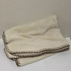 Niceday マイクロファイバー ひざ掛け クリーム色 ブラウンステッチ