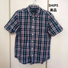 SHIPS JET BLUE 半袖チェックシャツ