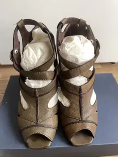 レザー オープントゥ ヒール