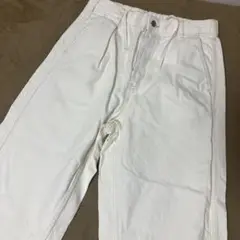 【美品】GU デニムカーブタックパンツ オフホワイト　S