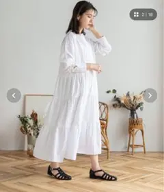 rectangle キャンブリックコットンティアードワンピース　白