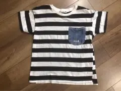 branshes ネイビーボーダーTシャツ デニムポケット付き サイズ140