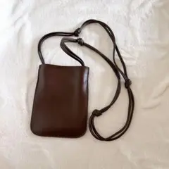 ショルダーバック　ブラウン　ミニショートバック　サコッシュ　外ポケット付き