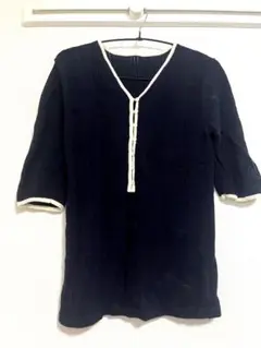 STYLEMIXER スタイルミキサー Vネック五分袖 ニットトップス ネイビー