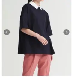 【期間限定値下げ】yori ホワイト襟カットソー ネイビー