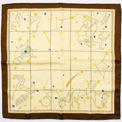 HERMES エルメス カレ45 星座柄 スカーフ タグあり 美品 ベージュ系