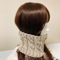 【秋冬新商品】アラン模様のスヌード♡ベージュ ハンドメイド 手編み ニット