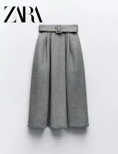 10 ZARA プラッシュジャージー ミディスカート L