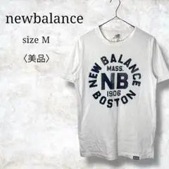 美品✨【ニューバランス】メンズTシャツ 半袖　ロゴプリント　ホワイト　人気