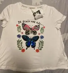 未着用タグ付☆H&M バタフライ 蝶プリント Tシャツ 160/165