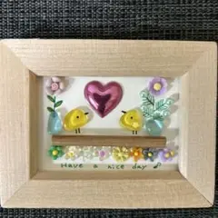 お花畑でひよこちゃんのLOVE シーグラスアート　mini