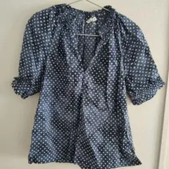 GAP ドット柄　半袖ブラウス