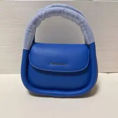 ハンドバック　ブルー　小さめ　可愛い　マグネット開閉