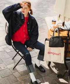 BONLECILL未使用品S カラーステッチロールアップハイウエストデニムパンツ