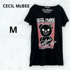 ＊セシルマクビー＊Tシャツ クマ柄 プリント 半袖 可愛い 部屋着 黒 M