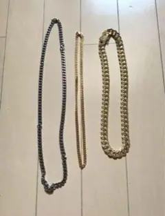 シルバー ゴールド フェイク チェーンネックレス　3本セット