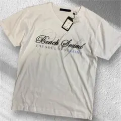 未使用⭐︎入手困難【ビーチサウンド】 Vネック ラメロゴデザインTシャツ 白　L