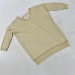 Fabulous Angela レース切替 ニット ベージュ Vネック Mサイズ