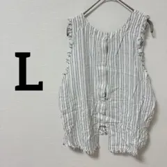 ノースリーブ 【L】ベスト ストライプ カットソー タンクトップ